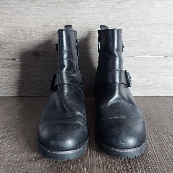 Michael Kors Jet Set 6 Gretchen Black Leather Ankle Boots 7.5 - Picture 3 of 11